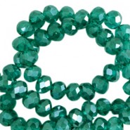 Top Glas Facett Glasschliffperlen 8x6mm rondellen Lake green-pearl shine coating